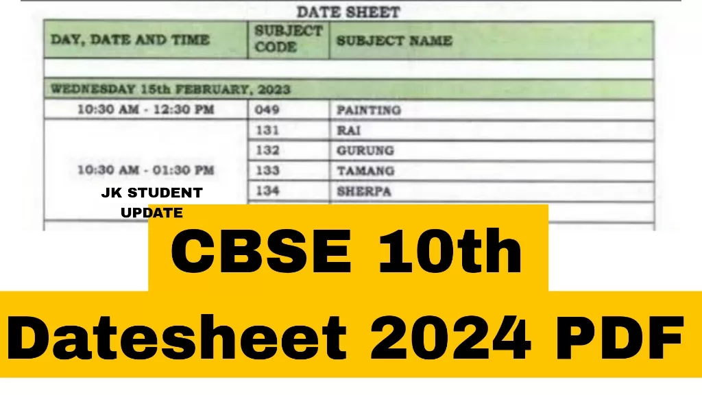 CBSE 10th Datesheet 2024 PDF