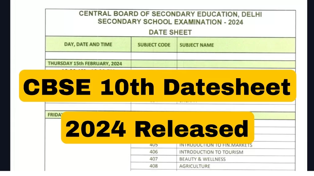 CBSE 10th Datesheet 2024 Released